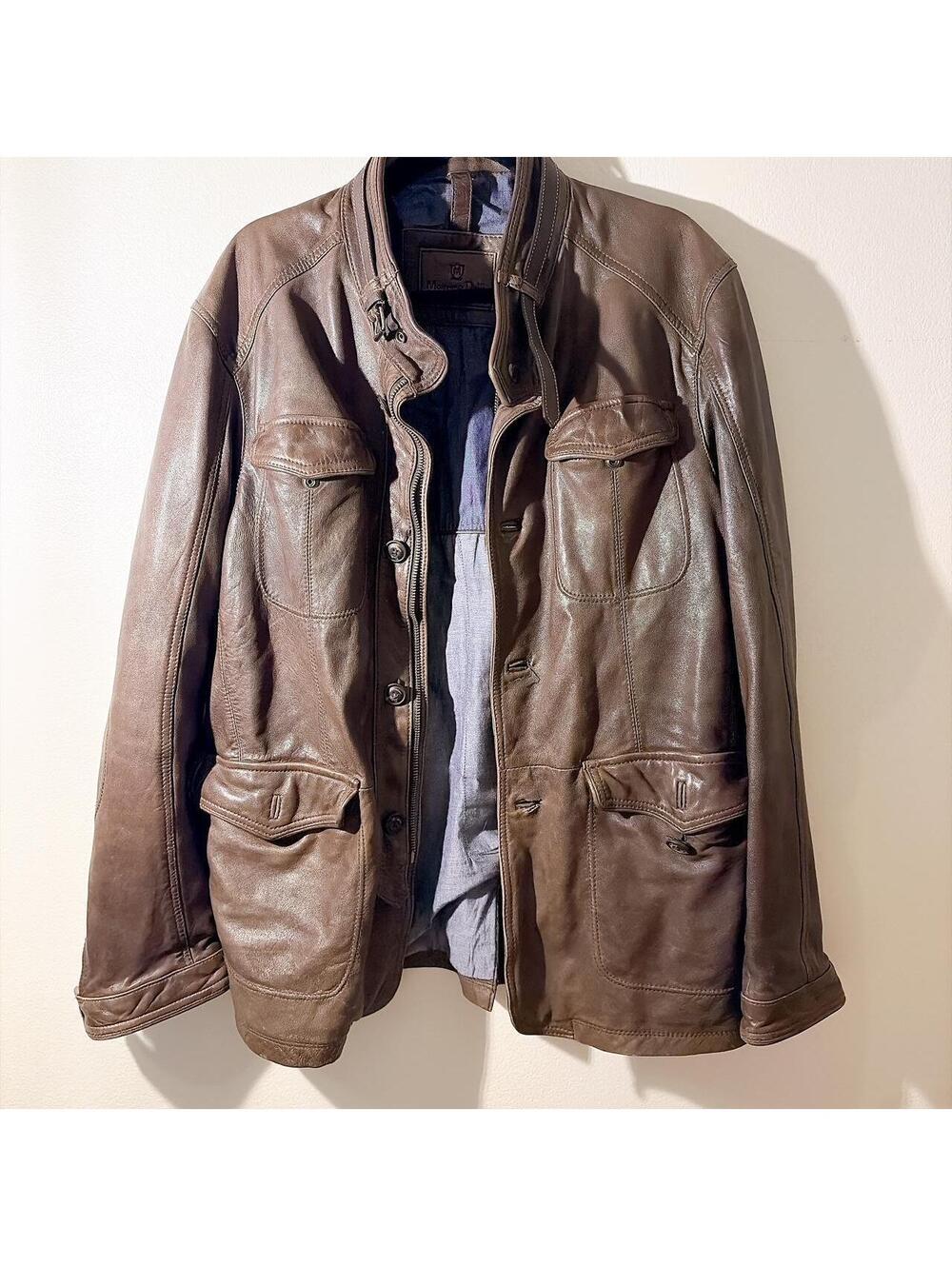 Massimo Dutti brown leather jacket